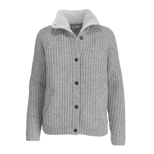 Ladies' flat-knit cardigan sweater. An essential layering piece for all seasons.