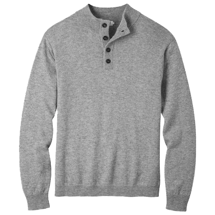 Men's long-sleeve button-up flat-knit sweater. A stylish and comfortable layering option.